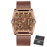 MINI FOCUS Hommes Montre Mouvement À Quartz avec Bracelet En Acier Maille Affichage De L