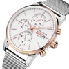 MINI FOCUS MF0180G Hommes Montre À Quartz Bracelet En Acier Inoxydable Simple Montre-Bracelet Temps Affichage Calendrier De Mode Casual 3ATM Étanche Lumineux Mains Mâle Montres
