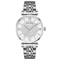 MINI FOCUS MF0334L rétro chiffre romain femmes robe montre-bracelet en acier inoxydable bracelet élégant dame analogique montre à Quartz 30M étanche pour la datation fête voyage travail