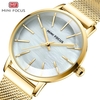MINI FOCUS Montre à quartz pour femmes Montres de mode pour femmes avec Fritillaria Surface Bracelet en maille d