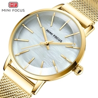 MINI FOCUS Montre à quartz pour femmes Montres de mode pour femmes avec Fritillaria Surface Bracelet en maille d