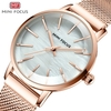 MINI FOCUS Montre à quartz pour femmes Montres de mode pour femmes avec Fritillaria Surface Bracelet en maille d
