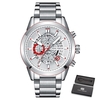 MINI FOCUS Montre Homme Mouvement à Quartz Bracelet En Acier Heure et Calendrier Affichage Fonction Chronomètre 3ATM Bracelet De Mode Homme Étanche Pour Les Affaires Et La Vie"idienne (Boîte Emballée)