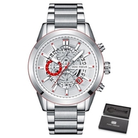 MINI FOCUS Montre Homme Mouvement à Quartz Bracelet En Acier Heure et Calendrier Affichage Fonction Chronomètre 3ATM Bracelet De Mode Homme Étanche Pour Les Affaires Et La Vie"idienne (Boîte Emballée)