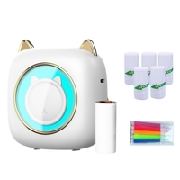 Mini Imprimante de poche avec 1 rouleau de papier thermique + 5 pcs de papier thermique adhésif 57x25mm+5pcs de couleurs