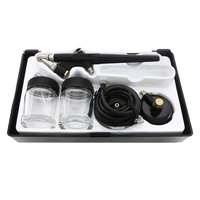 Mini kit de brosse à air à simple action Siphon Feed 0, 8 mm Pistolet à peinture Kit de brosse à air avec tuyau 2 cc Fluide Tasses Outil de pulvérisation pour peinture corporelle Maquillage Art Modèle Tatouage Manucure Nail Beauté Décoration de gâ