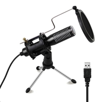 Mini micro micro à condensateur filaire USB avec mini-trépied filtre anti-pop à montage antichoc