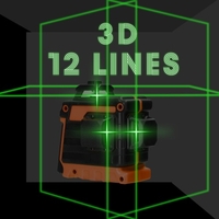 Mini multifonctionnel 12 lignes lumière verte laser niveau 3 ° machine à nivellement automatique USB batterie au lithium rechargeable outil de nivellement 3 couleurs en option
