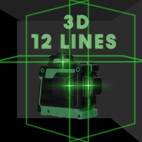 Mini multifonctionnel 12 lignes lumière verte laser niveau 3 ° machine à nivellement automatique USB batterie au lithium rechargeable outil de nivellement 3 couleurs en option