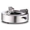 Mini poêle portatif extérieur four en acier inoxydable puissance de feu réglable léger coupe-vent pour camping barbecue marmite cuisson en plein air argenté