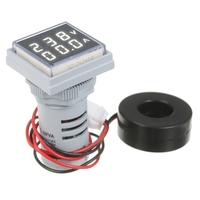 Mini Square Digital Volt-ammeter Voltammeter Ammeter Voltmeter Double LED Display Voltage & Current Meter Indicator Monitor AC Panel Meter AC60-500V AC0-100A