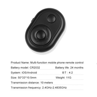 Mini télécommande sans fil BT obturateur à distance tourneur de page 10M portée efficace compatible avec les tablettes smartphones iOS/Android