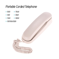 Mini téléphone fixe filaire de bureau Fixe au mur pour téléphone fixe avec fonctions de mise en sourdine / pause / mise en attente / réinitialisation / flash / renumérotation pour le centre d