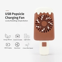 Mini ventilateur de poche USB ventilateur de crème glacée portable rechargeable Popsicle Fan Cartoon petit ventilateur ventilateur de poche extérieur Beige
