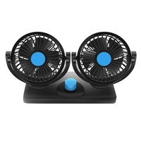 Mini ventilateur de voiture Double têtes ventilateur de refroidissement silencieux USB ventilateur électrique Rotation de 360° avec 4 vitesses de vent pour voiture camion SUV RV