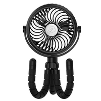 Mini ventilateur rechargeable USB 3 vitesses Clip sur ventilateur avec trépied flexible et lumière LED Ventilateur à main à rotation de 360 degrés pour poussette Siège de voiture Vélo Camping Bureau Ventilateur silencieux extérieur Ventilateur de 
