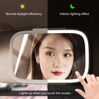 Miroir pare-soleil de voiture avec éclairage LED Maquillage Soleil-ombrage Miroir cosmétique Miroir de vanité réglable Clip sur écran tactile automobile Miroir de maquillage