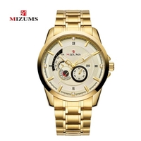 MIZUMS Montre à bracelet en acier inoxydable avec boîtier en alliage