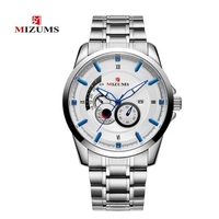 MIZUMS Montre à bracelet en acier inoxydable avec boîtier en alliage