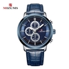 MIZUMS Montre à bracelet en cuir avec boîtier en alliage à la mode pour hommes