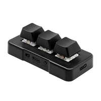 MK321U Mini clavier filaire personnalisé à 3 touches avec interrupteur bleu mécanique câble de données détachable pour jeu de bureau multimédia noir