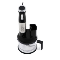Mélangeur plongeant multifonctionnel 6 en 1 mélangeur à main à 3 vitesses 1500 W à faible bruit avec bécher de mélange/bol à hacher/fouet à œufs/lame en acier inoxydable pour les sauces de smoothies d