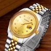 Mode britannique Simple classique montre pour hommes profond étanche brillant diamant importé mouvement calendrier montre lumineuse Blackface