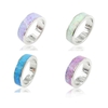 Mode classique 5, 5 mm empilables 925 Sterling Silver simulé opale Band Ring femmes mariage fiançailles amour bijoux
