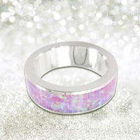 Mode classique 6, 5 mm empilables 925 Sterling Silver simulé opale Band Ring femmes mariage fiançailles amour bijoux