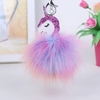 Mode coloré fourrure boule Fox porte-clés sac en peluche porte de voiture porte-clés charme décoratif pendentif cadeau argent