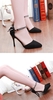 Mode femme été talons bout pointu semelle plate Vamp faible chaussures sandales noir