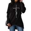 Mode femmes à capuche foi lettre imprimer asymétrique décontracté lâche manteau pull sweats à capuche hauts
