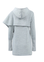 Mode femmes à capuche foi lettre imprimer asymétrique décontracté lâche manteau pull sweats à capuche hauts