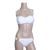 Mode Sexy Bikini Set maillot de bain maillot de bain Boardshorts ruché Bandeau rembourré bretelles Top blanc