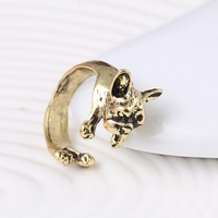 Mode Tendance Chien Anneau Bulldog Ouvert Anneau pour les Femmes Personnalité Bijoux Main Décoration