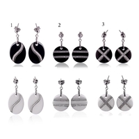 Mode uniques Femmes Filles S925 Argent Round Nano Ceramic Zircon Boucles d