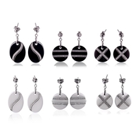 Mode uniques Femmes Filles S925 Argent Round Nano Ceramic Zircon Boucles d