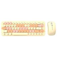 Mofii 2.4G Clavier sans fil Clavier Clavier Rétro Rétro Ronde Souris ergonomique Convient aux appareils portables PC de bureau à 3 transmissions Ajustable DPI Jaune