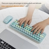 Mofii 2.4G Clavier sans fil Clavier Clavier Rétro Rétro Ronde Souris ergonomique Convient aux appareils portables PC de bureau à 3 transmissions DPI Vert