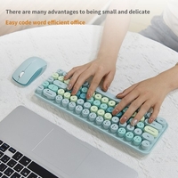 Mofii 2.4G Clavier sans fil Clavier Clavier Rétro Rétro Ronde Souris ergonomique Convient aux appareils portables PC de bureau à 3 transmissions DPI Vert