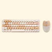 Mofii 2.4G sans fil clavier souris Combo 68 touches sans fil clavier ergonomique souris 3-vitesse réglable DPI jaune