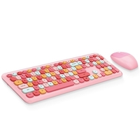 Mofii 666 clavier souris combo sans fil 2.4G couleur mixte 110 touches clavier souris ensemble avec touches rondes Punk pour fille vert