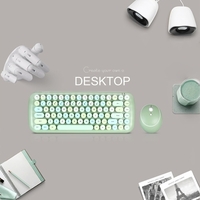 Mofii CANDY Clavier Souris Combo 2.4G Sans Fil Couleur Mixte 84 Touches Mini Clavier Souris Ensemble avec Circulaire Punk Clé Caps Marron Clair