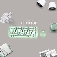 Mofii CANDY clavier souris combo sans fil 2.4G couleur mixte 84 touches mini clavier souris ensemble avec bouchons de clé Punk circulaire vert