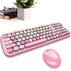 Mofii Candy XR 2.4G clavier et souris sans fil combo 100 touches rondes porte-clés couleur mixte Mini clavier filles pour ordinateur portable / PC rose