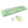 Mofii doux clavier souris combo couleur mixte 2.4G clavier sans fil souris ensemble bouchon de suspension circulaire pour PC ordinateur portable vert