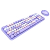Mofii Doux Clavier Souris Combo Couleur Mixte 2.4G Sans Fil Clavier Souris Ensemble Circulaire Suspension Clé Cap pour PC Ordinateur Portable Violet