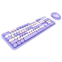 Mofii Doux Clavier Souris Combo Couleur Mixte 2.4G Sans Fil Clavier Souris Ensemble Circulaire Suspension Clé Cap pour PC Ordinateur Portable Violet