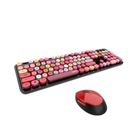 Mofii Sweet Clavier Souris Combo Couleur Mixte 2.4G Clavier Sans Fil Souris Ensemble Circulaire Suspension Clé Cap pour PC Portable Noir