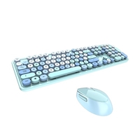 Mofii Sweet Clavier Souris Combo Couleur Mixte 2.4G Clavier Sans Fil Souris Ensemble Circulaire Suspension Clé Cap pour PC Portable Noir